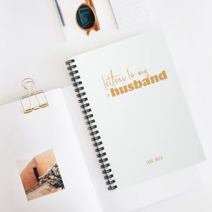 Caderno de cartas para meu marido, minimalista, personalizado, cartas da esposa, presentes personalizados para marido, diário de casamento, presentes para o dia do casamento