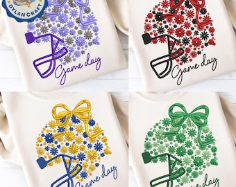 Floral Football Helmet Embroidery File, Custom Name Football Team Embroidery, Floral Football Coquette Bow Design, School Gameday Design