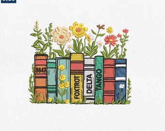 Floral FDT book embroidery design, Foxtrot Delta Tango Book Embroidery, bookish sublimation design, Democrat Book Design, Instant Download