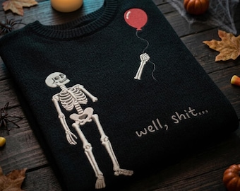 Skeleton Lost Balloon Embroidery Design, Well Sht Halloween Embroidery, Halloween Skeleton Machine File, Spooky Season, Instant Download