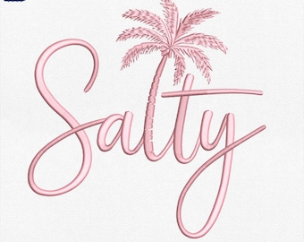 Salty Palm Tree Embroidery Design, Palm Tree Embroidery Design for Hat, Tropical Summer Machine File, Beach Hat Embroidery, Summer Pes File