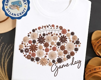 Floral Fall Football Embroidery Design, Game Day Football Embroidery File, Floral Fall Machine File, Fall Vibe, Instant Download