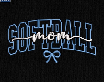 Diseño de bordado para mamá de sóftbol, diseño de bordado de lazo coqueto para sóftbol, archivo para máquina de coser Gameday Mama, bordado para mamás deportistas, descarga instantánea