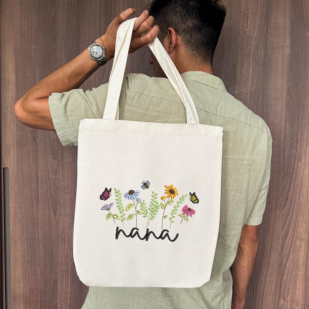 Floral Nana Embroidery Design, Nana Wildflower Embroidery, Floral