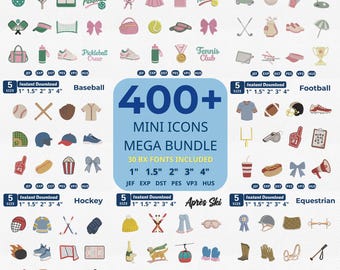 400+ Mega Mini Embroidery Bundle, Sport, Halloween, Après Ski, Ballet, Nativity Scene, Pasta, Thanksgiving Machine Files, Instant Download