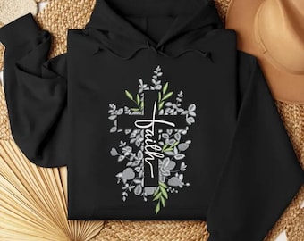 Floral Faith Cross Embroidery, Floral Cross Embroidery Design, Christian Jesus Design, Cross With Flowers Design, He is Risen Embroidery