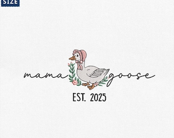 Motif de broderie Mama Goose, broderie Mama Silly Goose, motif vintage Mama Goose, bonne fête des mères, cadeau pour maman, téléchargement immédiat
