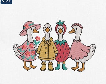 Silly Goose Embroidery Design, Silly Gangster Goose Design, Duck Family Machine File, Cute Geese, Duck Lover, Instant Download
