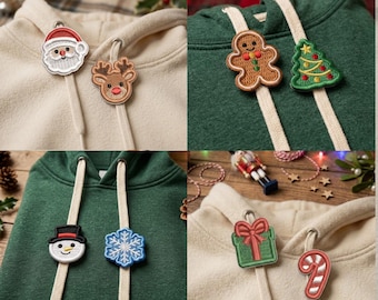 Christmas Hoodie String Charm Embroidery Bundle, ITH Holiday Santa Snowman Tree Embroidery, ITH Christmas Machine File, Instant Download