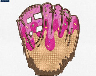 Bordado de béisbol con helado, diseño de béisbol con helado, diseño de béisbol con helado, diseño de helado deportivo, descarga instantánea