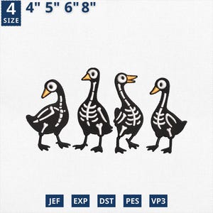 Skelett Gans Stickdatei, Halloween Gans Stickdatei, Maschinendatei, Herbst Saison Stickdatei, Instant Download