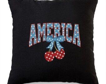 アメリカチェリー刺繍デザイン、コケットチェリーボウ刺繍、独立記念日