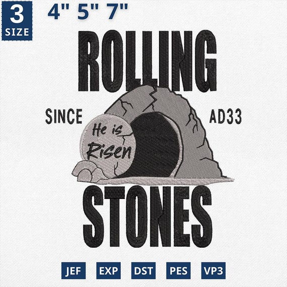 Rolling Stones Embroidery Design, He is Risen File, Empty Tomb
