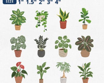 Mini Plant Mom Icons Embroidery Bundle, Gardening Machine Embroidery File, Indoor Garden Machine File, Plant Lover Gift, Instant Download