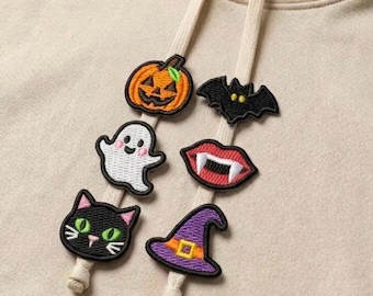 Halloween Hoodie String Charm Embroidery Bundle, Spooky Pumpkin Ghost Cat Witch Hat Embroidery, ITH Halloween Machine File, Instant Download