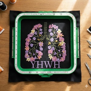 Floral Lunge Stickerei, Christian YHWH Kreuz mit Blumen Maschinenstickdatei, spirituelles Zitat Maschinendatei, Instant Download