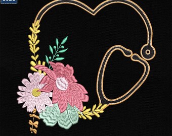 Floral Stethoscope Embroidery Design, Floral Nurse Embroidery Design, Stethoscope Embroidery Design, Nurse Machine Digital, Instant Download