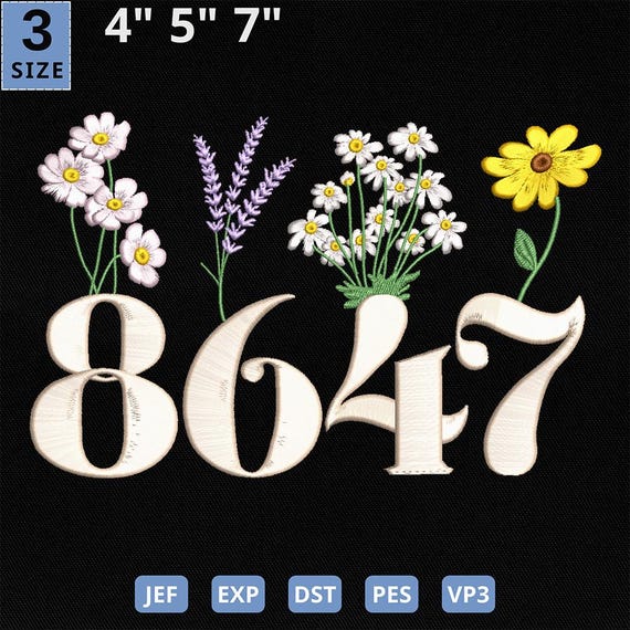 8647 Flower Embroidery Design, Democrat 8647 Embroidery, Funny