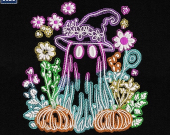Coquette Halloween Neon Embroidery Design, Halloween Ghost Neon Embroidery File, Witchy Ghost Machine File, Spooky Season, Instant Download