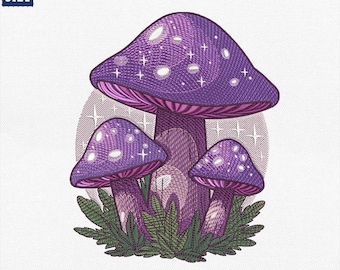 Purple Mushroom Embroidery Design, Magical Fungi Machine Embroidery File, Cottagecore Mushroom Design, Halloween Design, Instant Download