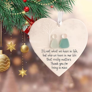 Vriendschapsornament echt zeeglas, aangepaste beste vriend kerstcadeau zeeglas, vriendschapscadeau, sieraad BFF, beste vriend aandenken