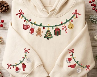 Christmas Necklace Embroidery Design, Holiday Light Charm Tree Gingerbread Bracelet Embroidery, Sweatshirt Machine File, Instant Download
