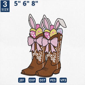 Cowboy Boots Easter Coquette Embroidery, Howdy Easter Embroidery, Western Easter Bunny Machine File, Happy Easter Day, Instant Download