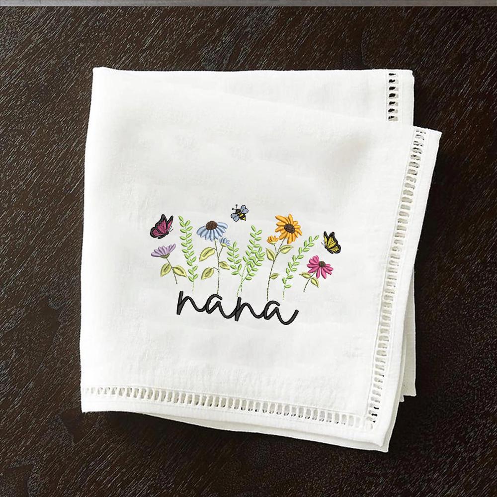 Floral Nana Embroidery Design, Nana Wildflower Embroidery, Floral