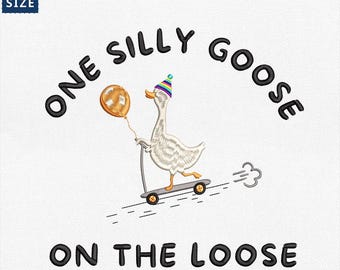 Fichier de broderie Silly Goose sur le lâche, fichier de broderie maman oie, motif de broderie drôle d'oie, conception Silly Duck, téléchargement numérique