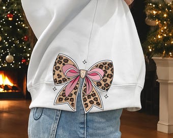 Leopard Side Bow Machine Embroidery Design, Leopard Coquette Bow Embroidery, Leopard Pink Bow Design, Mama Sublimation, Instant Download