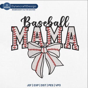 Baseball Mom Embroidery File, Baseball Mama Embroidery Design, Fall Season Gift, Gameday Embroidery, Sports Mom Design, Instant Download