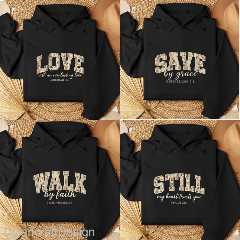 Christian Bible Verse Appliqué Embroidery Bundle, Inspirational Quote Embroidery Pattern, Religious Faith Machine File, Instant Download image 3