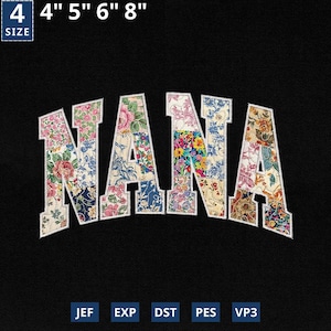 Quilted Patchwork Nana Applique Embroidery, Varsity Mama Machine File, Grandma Core Embroidery Design, Mother's Day Design, Instant Download