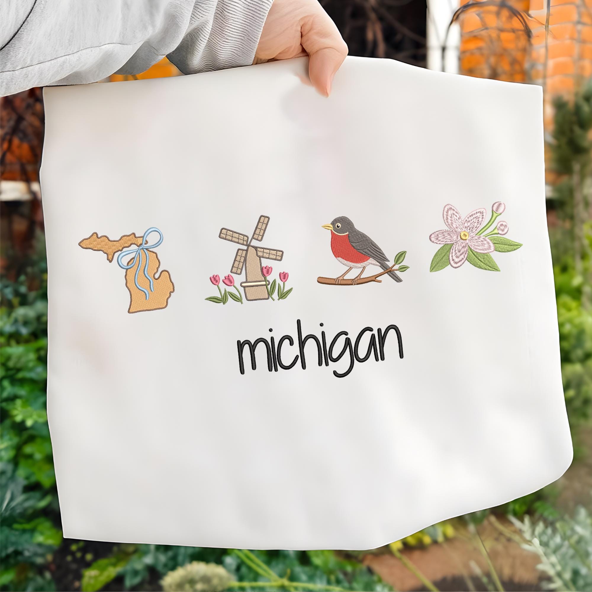Michigan Icon Set Mini Michigan State Icons Bundle Embroidery Design, Great Lakes Pride ...
