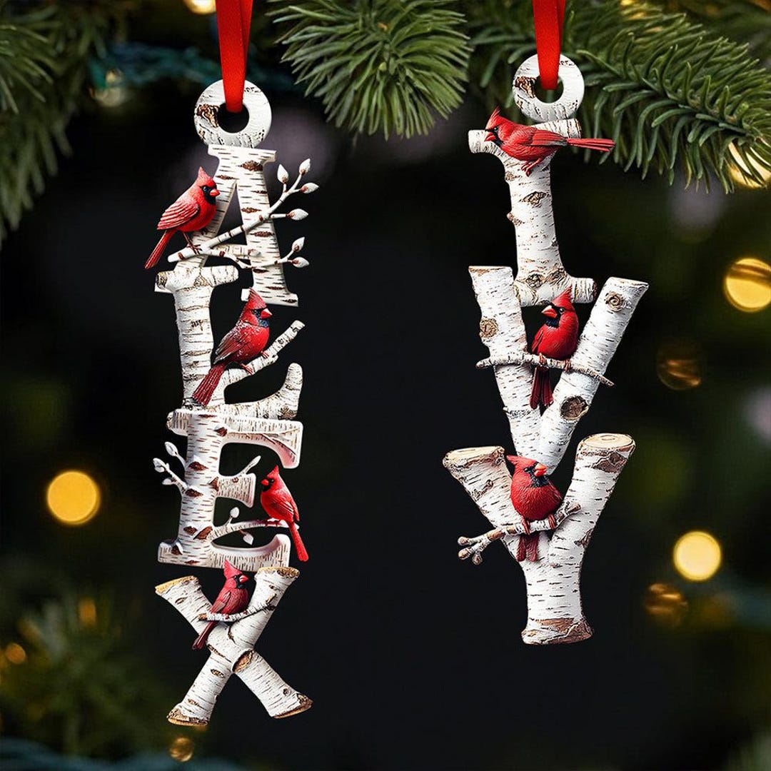 Cardinal Letter R Personalized Cardinal Letter Memorial Ornament, Initial Letter Memorial ...
