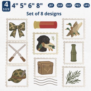 Lot de 9 motifs de broderie de chasse, fichier machine de chasse au canard, fichier de broderie de chasse au cerf, motif de pêche, fichier du Sud, téléchargement immédiat