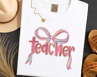 Teacher Preppy Pink Bow Embroidery Design, Preppy Bow Back to School Machine File, Pastel Bow Teacher Embroidery, Instant Download, PES DST