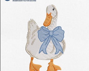 Coquette Goose Embroidery File, Goose Embroidery File, Goose Lover Sublimation Embroidery Design, Coquette Bow Design, Digital Download