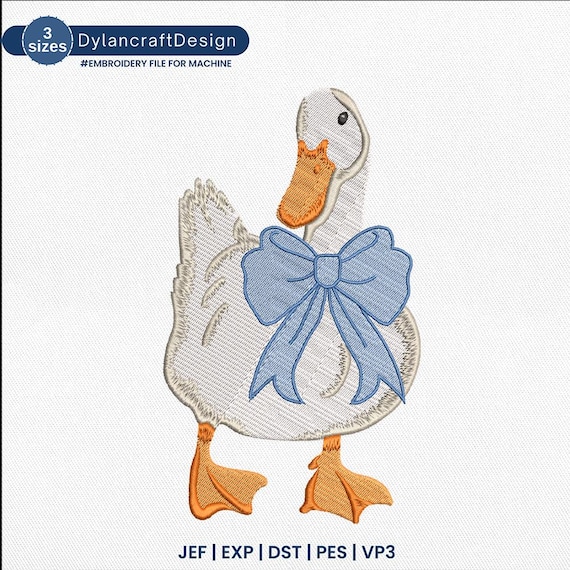 Coquette Goose Embroidery File, Goose Embroidery File, Goose Lover Sublimation Embroidery Design, Coquette Bow Design, Digital Download
