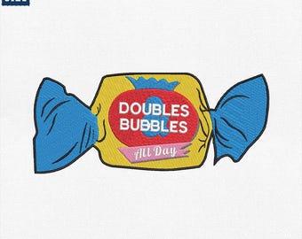 Ricamo a tema baseball Doubles Bubbles, Ricamo a tema baseball Candy, Design Doubles and Bubbles, Design Double Plays Baseball, Download immediato