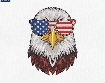 4th of July Eagle Embroidery Design, America Patriotic Eagle Embroidery, Fourth of July Patriotic, America Flag Design, Instant Download
