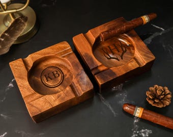 Cendrier cigare personnalisé en noyer, cadeau parfait pour homme, cendrier unique, accessoires cigares, cadeaux garçons d'honneur, cadeaux père et mari