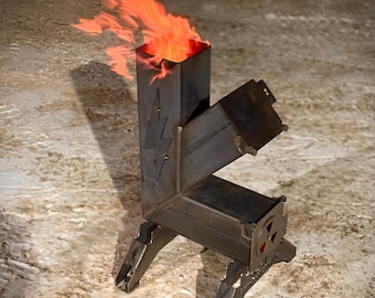 High-Quality Thunderheat Rocket Stove Custom Built in the USA for Outdoor Cooking and Camping. Ideal for Hunting, Fishing and Recreation