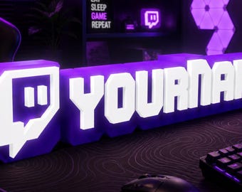 Customized Twitch Name with LED RGB Lights | Personalized Twitch Tag | Custom Twitch Name