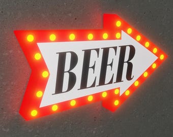 Beer Bar Illuminated Wall Sign - Multi-Color LED Wall Sign - Perfect for Coffee Shops, Bars, and Restaurants, Home Bars and Man Caves