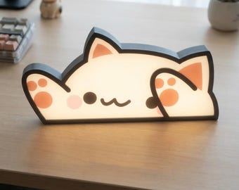 Bongo Cat LED Lightbox Sign - Cute Meme Cat Neon Style Decor, Gaming Room LED Light, Desk Decor, Anime Inspired Gift Night Light