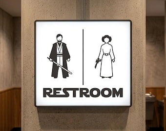 Star Wars Restroom LED Lightbox Sign, Jedi & Princess Leia Bathroom Light Sign, Sci-Fi Toilet Illuminated Neon Sign, Geek Neon Light Sign