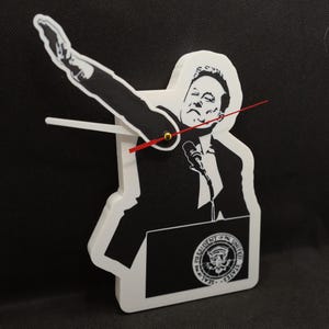 Elon Musk Meme Wall Clock Funny Gesture Clock Satirical Office MAGA Trump Funny Political Meme Wall Clock Elon Musk Salute Hand Timepiece