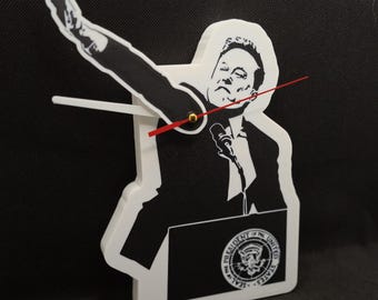 Elon Musk Meme Wall Clock Funny Gesture Clock Satirical Office MAGA Trump Funny Political Meme Wall Clock Elon Musk Salute Hand Timepiece