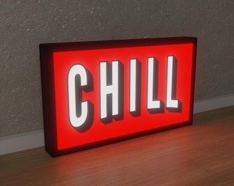 CHILL Plaque Movie Netflix LED Lightbox Sign – Perfect for Movie Nights & Cozy Vibes